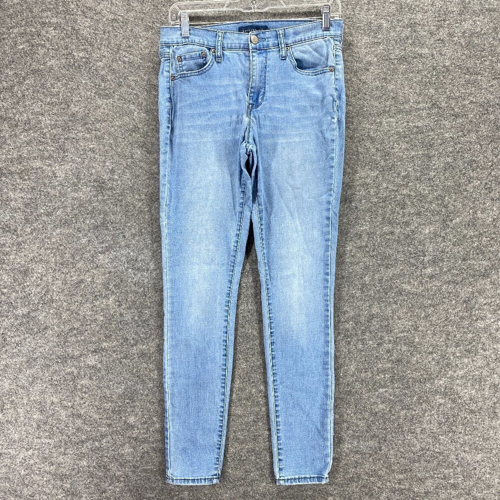 Aéropostale Women Jeans 8 Skinny Blue Mid-Rise Light-Wash Denim Pockets Long